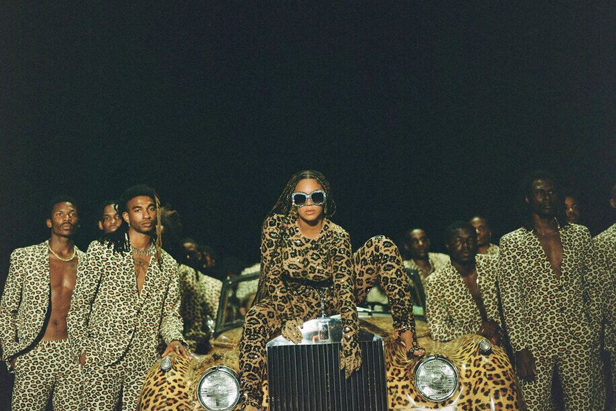Beyoncé Knowles-Carter, center, appears in her visual album “Black Is King.”  (Travis Matthews)