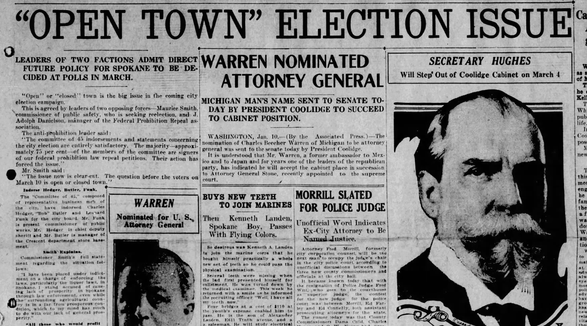 Adolph Danielson, the local head of the Federal Prohibition Repeal Association, was running against the Spokane