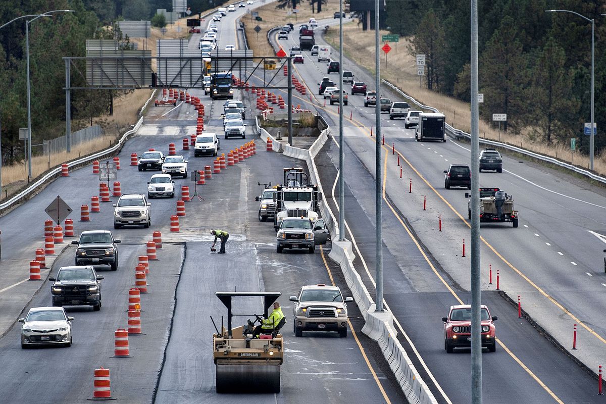Construction on I-90 through Coeur d’Alene is seen in this September 2018 photo. Planners are making the argument that the interstate should be widened to six lanes in order to alleviate future traffic headaches as Kootenai County’s population continues to boom.  (kathy plonka)