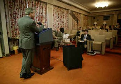 President Bush prepares for the State of the Union speech in the Family Theater of the White House. If you lived here, you could watch movies anytime you wanted and sit in the La-Z-Boy recliners in the front row.
 (File/Associated Press / The Spokesman-Review)
