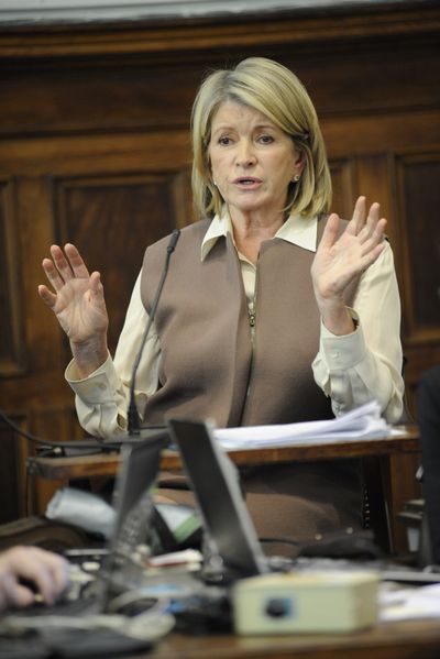 Martha Stewart testifies in court Tuesday in New York. (Associated Press)