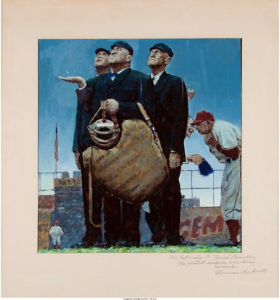 This undated photo provided by Heritage Auctions shows a rendering by Norman Rockwell of one of his best known paintings. (Heritage Auctions / Associated Press)