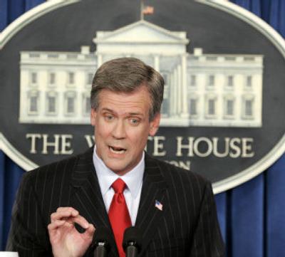 
White House spokesman Tony Snow conducts his first on-camera press briefing in the White House on  Tuesday. 
 (Associated Press / The Spokesman-Review)