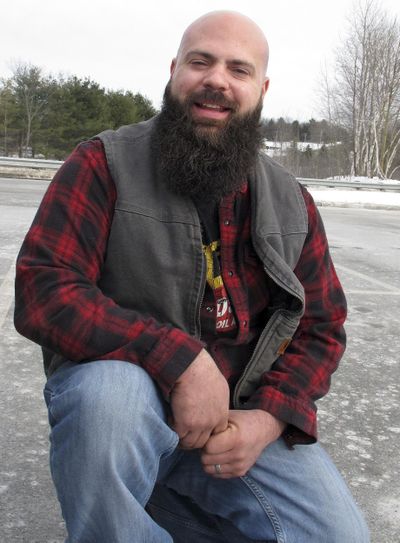 Steve Jalbert poses in Berlin, Vt., with the beard he plans to enter in the Make-a-Wish fund-raising contest on Saturday, March 24, 2018 in Burlington, Vt. Jalbert said he was encouraged to enter the contest by people who admired his beard. One of the judges will be Jonathan Goldsmith, the actor best know as the 