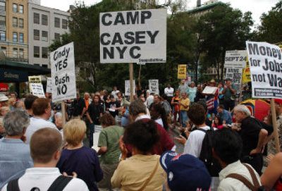 
Protesters show solidarity with Cindy Sheehan at a rally against the war in Iraq in New York's Union Square Park. Demonstrations occurred around the country Monday. 
 (Associated Press / The Spokesman-Review)