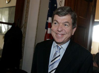 
Rep. Roy Blunt, R-Mo., leaves his office Thursday on his first full day as acting House Majority Leader. Blunt took over for Rep. Tom DeLay, R-Texas. 
 (Associated Press / The Spokesman-Review)
