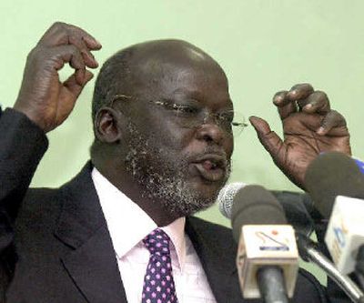 
John Garang speaks at his first press conference on July 20. 
 (File/Associated Press / The Spokesman-Review)