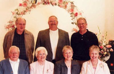 Bill Abbott, bottom left, is pictured with his family: back row, sons, Richard, Bruce and Robert Abbott. Front row: Bill, his wife, Lois, and daughters, Sandra Deehr and Marilyn Teigen. Born in Garfield, Wash., Abbott died Sept. 2 at age 83.
 (Courtesy of family / The Spokesman-Review)