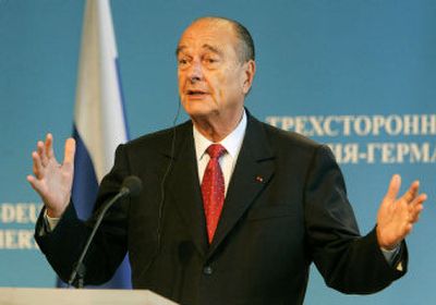 
French President Jacques Chirac, speaking to reporters Saturday in Compiegne, France, said that a report  raising the possibility that Osama bin Laden may have died last month is unconfirmed.
 (Associated Press / The Spokesman-Review)