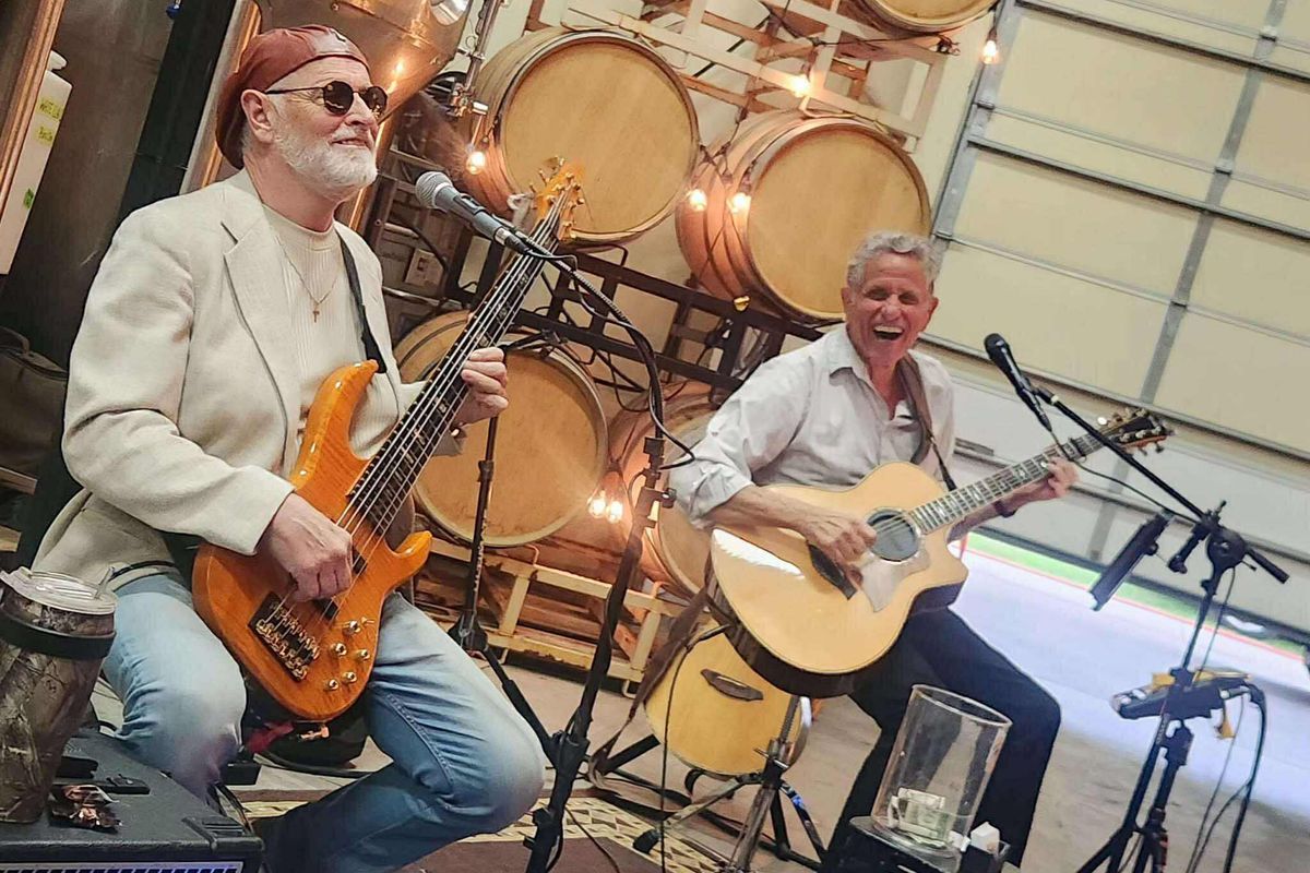 Ray Younker, left on bass, and Ron Criscione, on guitar, also known as the Ronaldos, play at Barrister Winery. The duo will play the Osprey Patio Concert series in the coming months. (Courtesy)