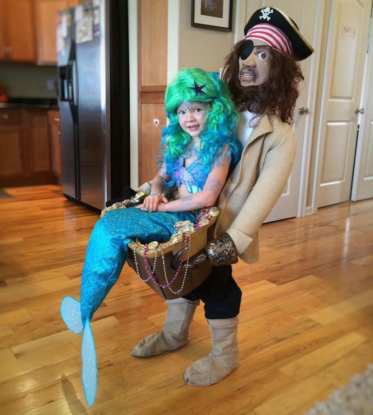 Parent Audrey Alfaro likes to create illusions for her daughter’s Halloween costumes, here a mermaid-and-pirate combo. (Audrey Alfaro / For The Spokesman-Review)