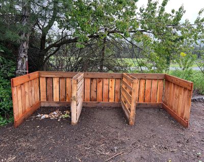 This simple 3-bay composting system will help Susan Mulvihill create more compost for her garden this year.  (SUSAN MULVIHILL/FOR THE SPOKESMAN-REVIEW)