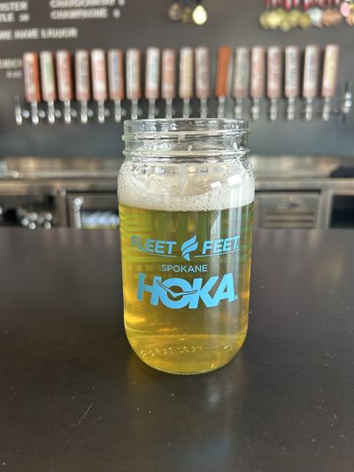 Gaviota Blonde Ale inside of one of the complimentary mugs available for Winter Warrior participants. The Winter Warriors program offers 12 weeks of social and themed runs starting in November and ending just before Valentine’s Day. You can pick up a pint of Gaviota Blonde Ale for $7 a pint, and if you’re a Winter Warrior, pick up a pint and get a free glass at Brick West this Wednesday.  (Mathew Callaghan / The Spokesman-Review)