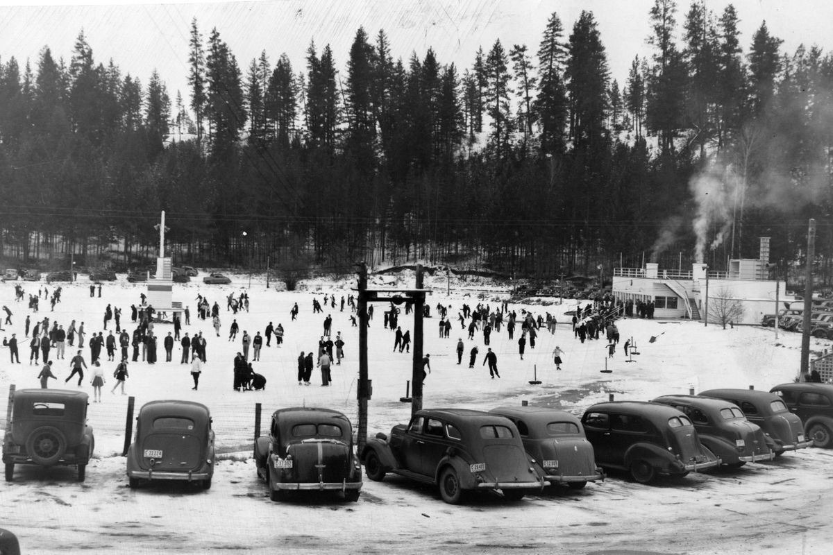 1940: The pond at Wandermere, above, was frozen enough in 1940 for ice skaters to enjoy in the winter. The land around the pond inspired multiple owners to try and build a year-round resort there. Robert C. Ross bought the area and built the Wandermere Golf Course in 1930 while also offering ice skating when weather allowed. The Ross family still owns and operates the private golf course along U.S. Highway 395 north of Spokane.  (SPOKESMAN-REVEW PHOTO ARCHIVES)