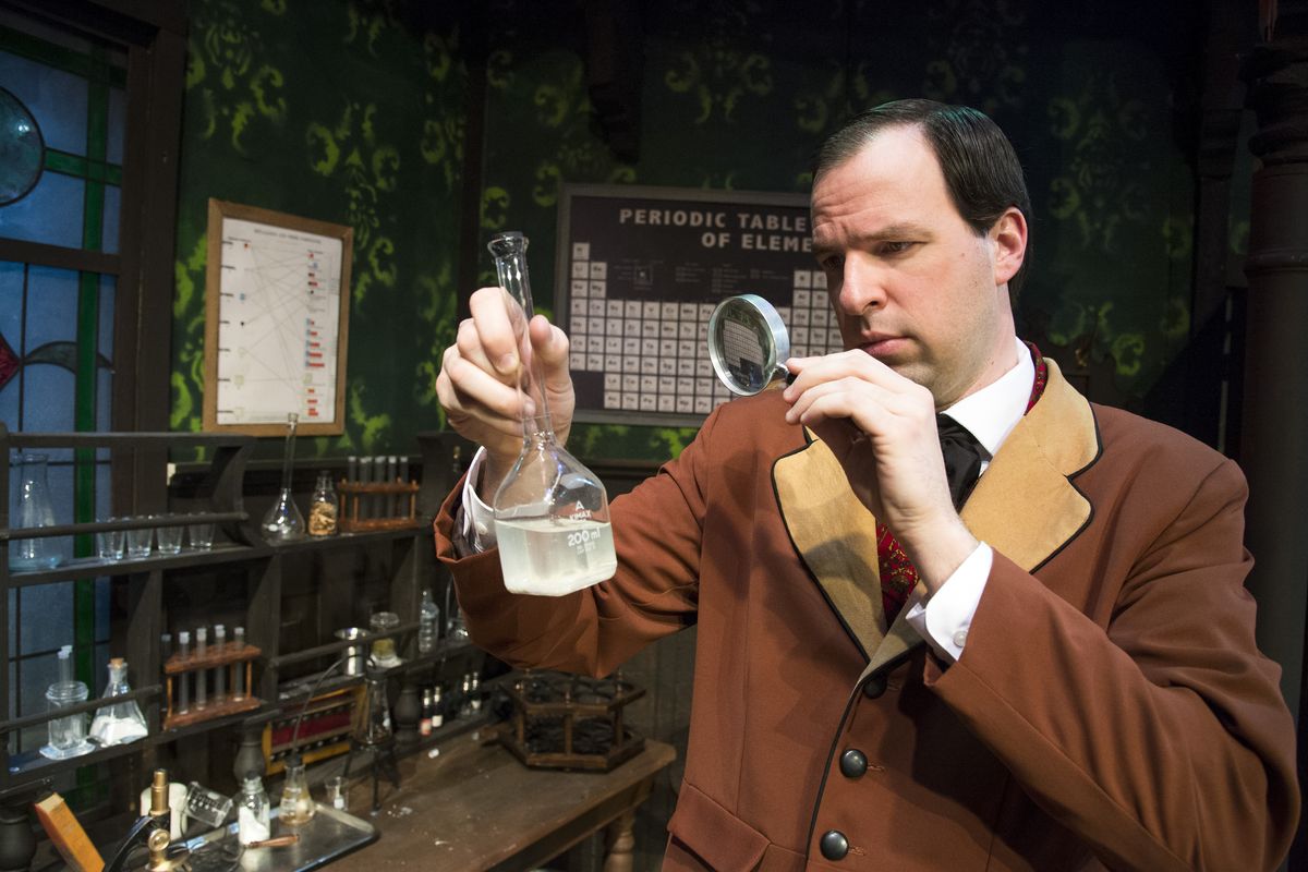 Chris Taylor stars in the title role in Spokane Civic Theatre’s production of “Sherlock Holmes and the Curse of the Sign of Four,” which opens today. (Colin Mulvany)