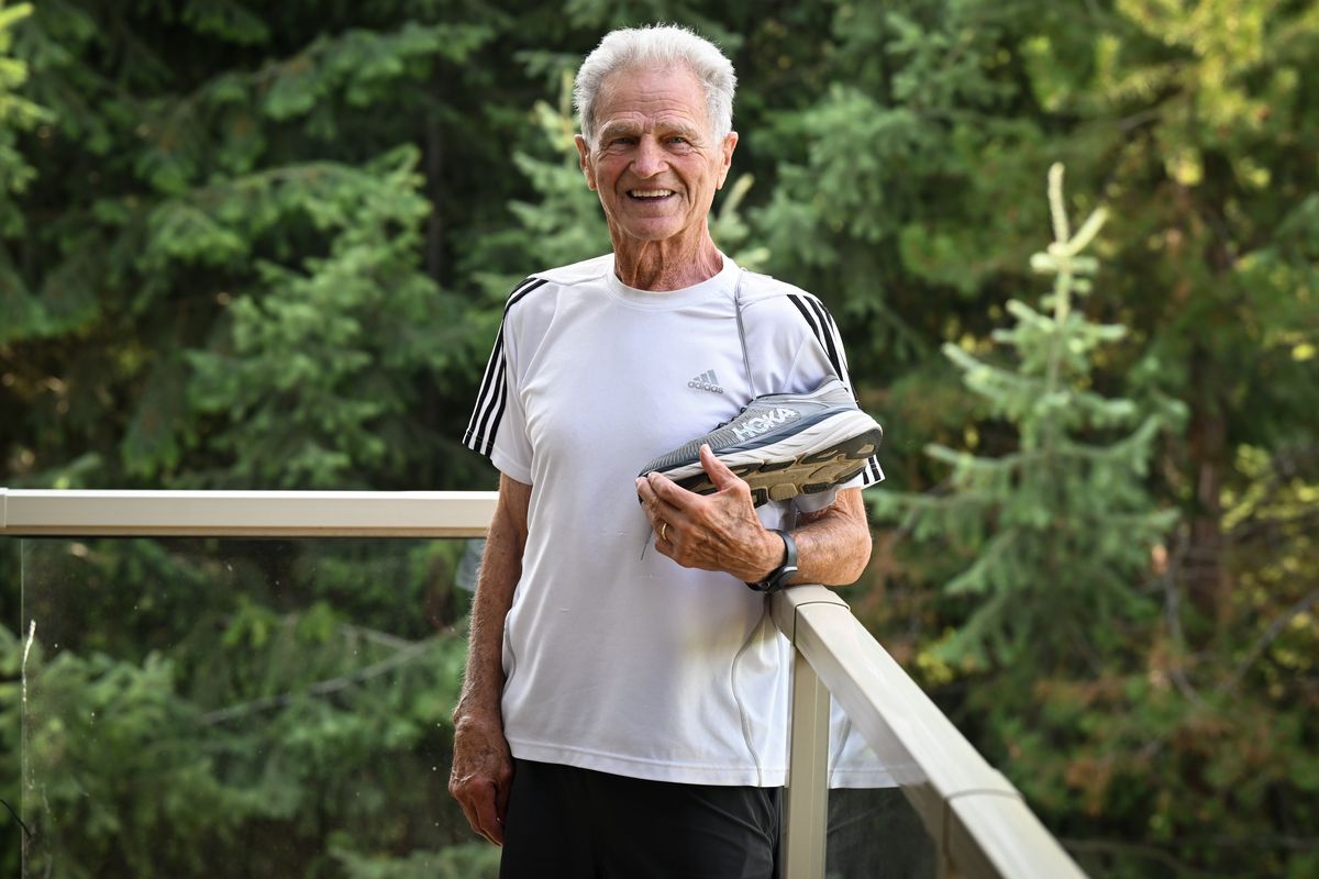 Maurice Ray, a Bloomsday Perennial, poses for a photo on Sept. 11 in Spokane. (Tyler Tjomsland/The Spokesman-Review)
