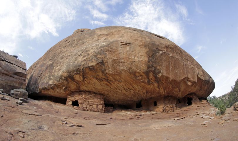 The “House on Fire” ruins in Mule Canyon, near Blanding, Utah, is part of the Bears Ears National Monument designated by President Barack Obama. Now it’s one of 27 national monuments with reserves of oil and natural gas off limits to new leasing whose monument designations are under review by the Trump administration. (Rick Bowmer / Associated Press)