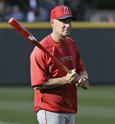 Shown in a 2013 photo as the Los Angeles Angels bench coach, Rob Picciolo, who was a former Spokane Indians manager died Wednesday of a heart attack. (Ted S. Warren / Associated Press)