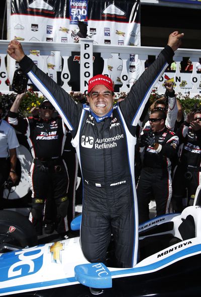 Penske Racing’s Juan Pablo Montoya scored his first major auto racing victory since 2010. (Associated Press)