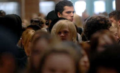 
Students at Coeur d'Alene's Lake City High School make their way through the halls between classes recently.
 (Kathy Plonka / The Spokesman-Review)