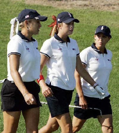 
From left, Natalie Gulbis, Paula Creamer and Cristie Kerr give the U.S. youth. 
 (Associated Press / The Spokesman-Review)