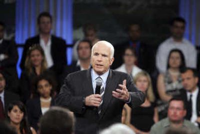 
Sen. John McCain talks at a town hall event Thursday in New York. Associated Press
 (Associated Press / The Spokesman-Review)