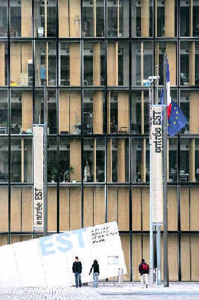 
The eastern entrance to the French National Library. Its president Jean-Noel Jeanneney sent out the first cry of alarm at Internet search engine Google's project to create a virtual library online.
 (Associated Press / The Spokesman-Review)