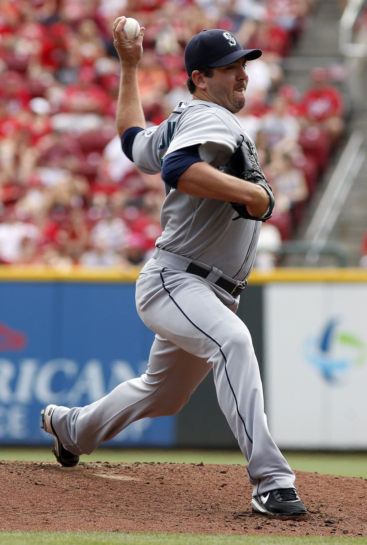 Seattle starter Joe Saunders pitched into seventh inning for seventh time in last eight starts. (Associated Press)