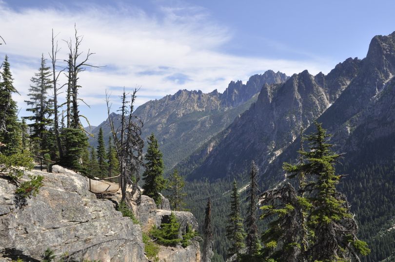 The dramatic North Cascades are seen from an overlook on state Highway 20 at Washington Pass. (Mike Prager)