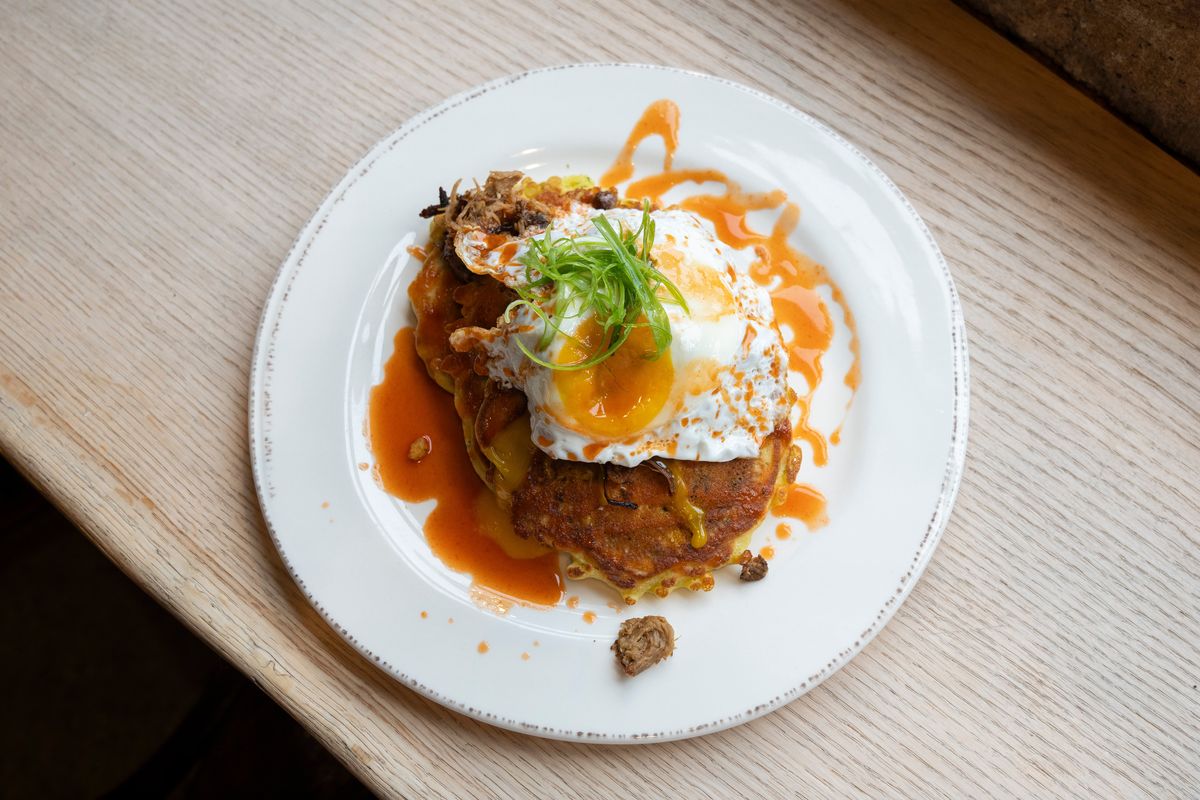 Pulled Pork Johnny Cakes at Community Matters Cafe.  (Caitlin Penna/for The Washington Post)