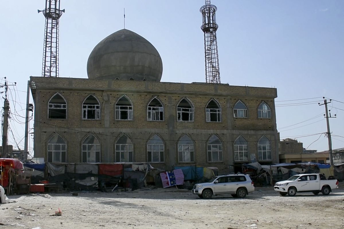 This frame grab image from video, shows upper floor window blown out after a bomb explosion inside a mosque, in Mazar-e-Sharif province, Afghanistan, Thursday, April 21, 2022. A series of explosions across Afghanistan on Thursday killed at least 10 people and wounded scores more, according to police and hospital officials. No one immediately took responsibility for the deadly explosions, but they mostly targeted the country