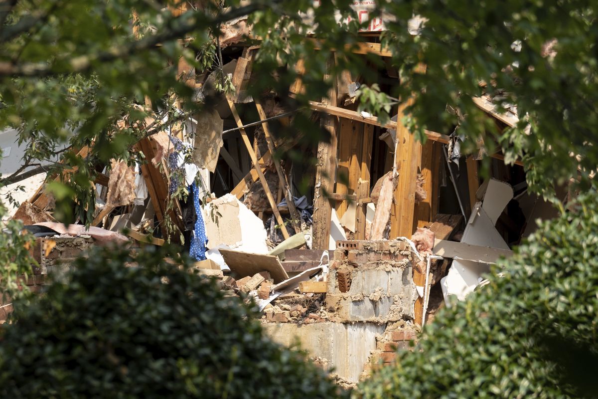 Damage to an apartment building is seen following an explosion, Sunday, Sept. 12, 2021, in Dunwoody, Ga., just outside of Atlanta.  (Ben Gray)