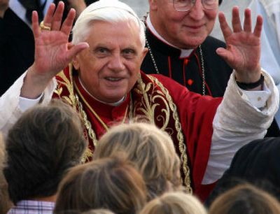 
Pope Benedict XVI waves upon his arrival to the cathedral in Freising, southern Germany, on Thursday.
 (Associated Press / The Spokesman-Review)