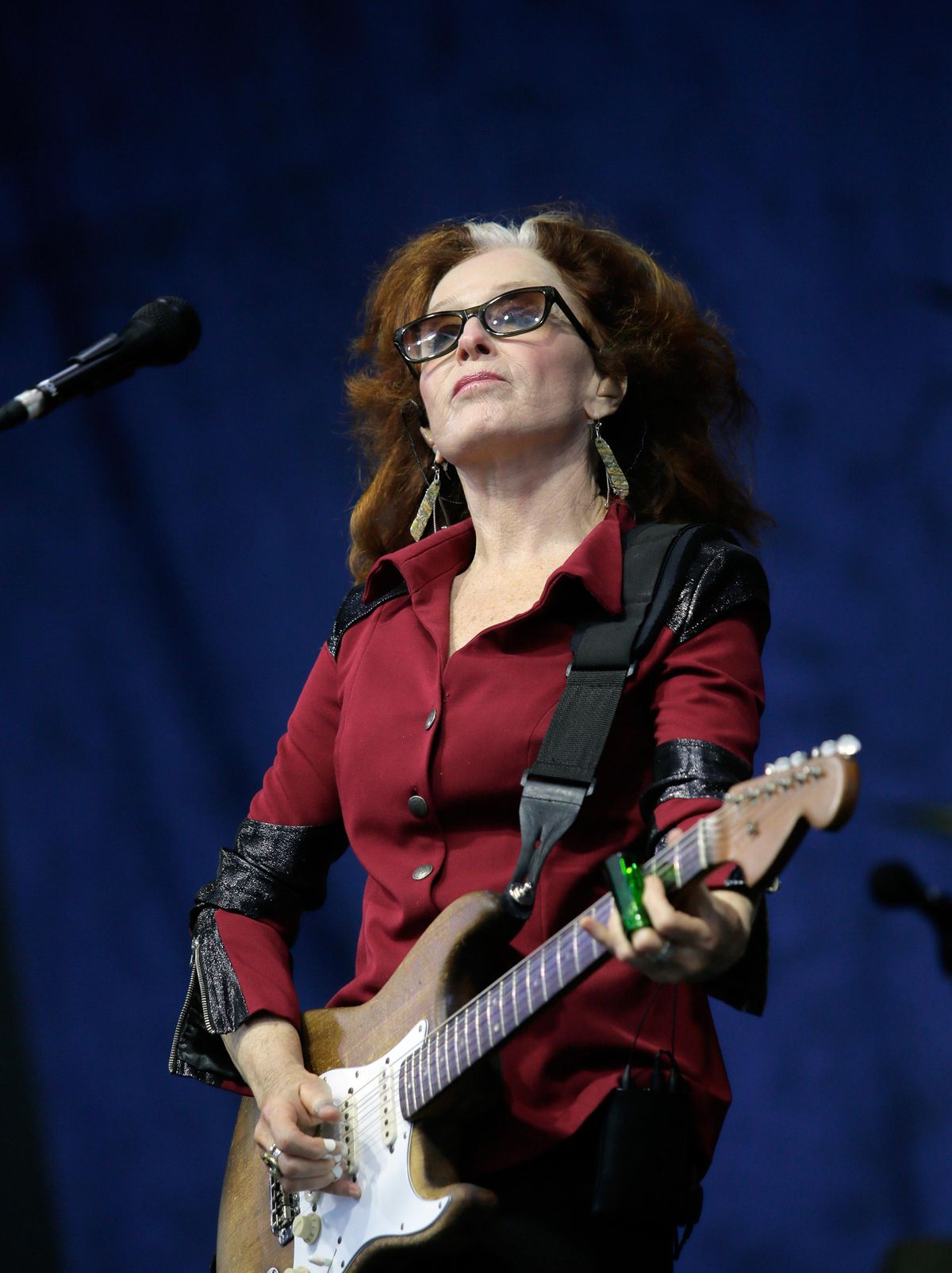 Bonnie Raitt performs on the Gentilly Stage during second Sunday of the New Orleans Jazz Fest at the Fair Grounds, Sunday, May 1, 2016. (David Grunfeld / Associated Press)