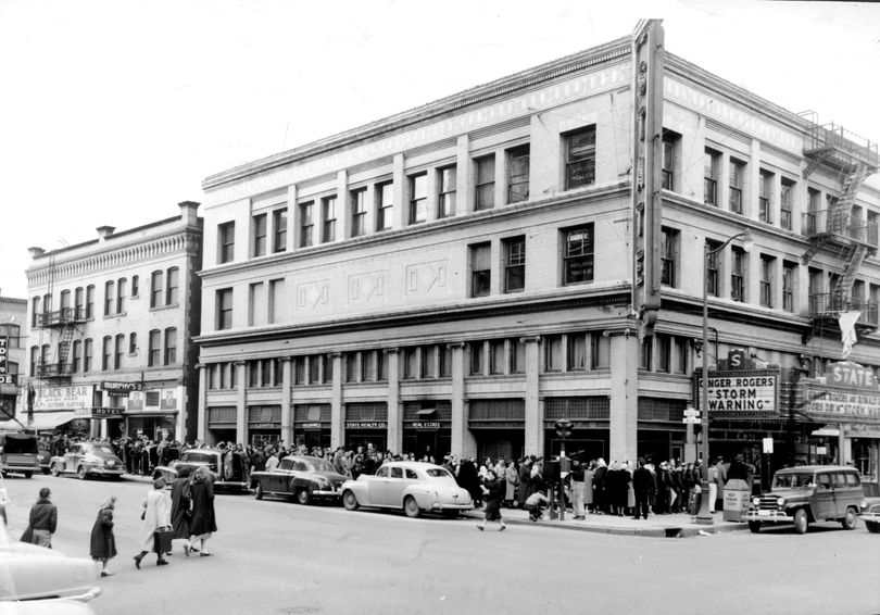 A long line of movie fans were waiting for admittance into the State theater in downtown Spokane in this 1951 photo.  The State, at the corner of Sprague and Lincoln, is now called the Met and is used as a performance theater, rather than a movie theater.    Photo archive/The Spokesman-Review (Photo Archive)