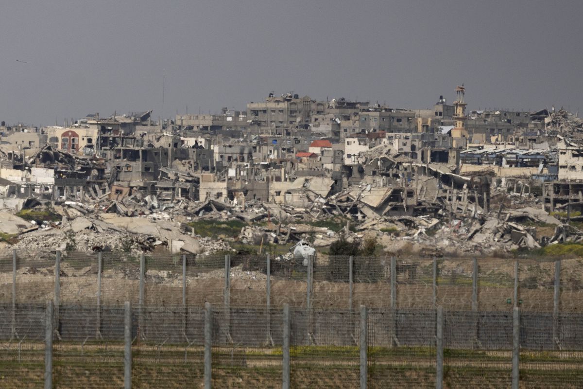 An undated view over ruins of the northern Gaza Strip as seen from a position on the Israeli side of the border. (Amir Levy)