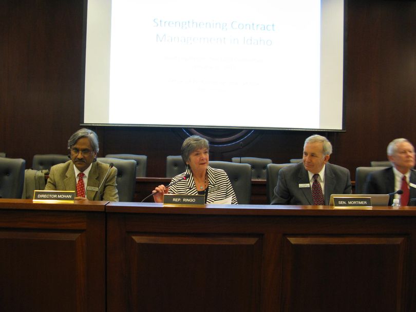 Rep. Shirley Ringo, D-Moscow, center, chairs the Joint Legislative Oversight Committee on Monday (Betsy Russell)