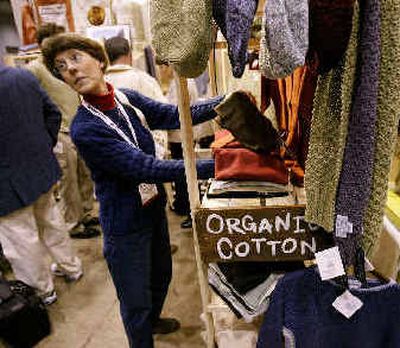 
Beth Van De Boom, looks at organic clothing at the Food Marketing Institute trade show on May 2 in Chicago.Beth Van De Boom, looks at organic clothing at the Food Marketing Institute trade show on May 2 in Chicago.
 (Associated PressAssociated Press / The Spokesman-Review)