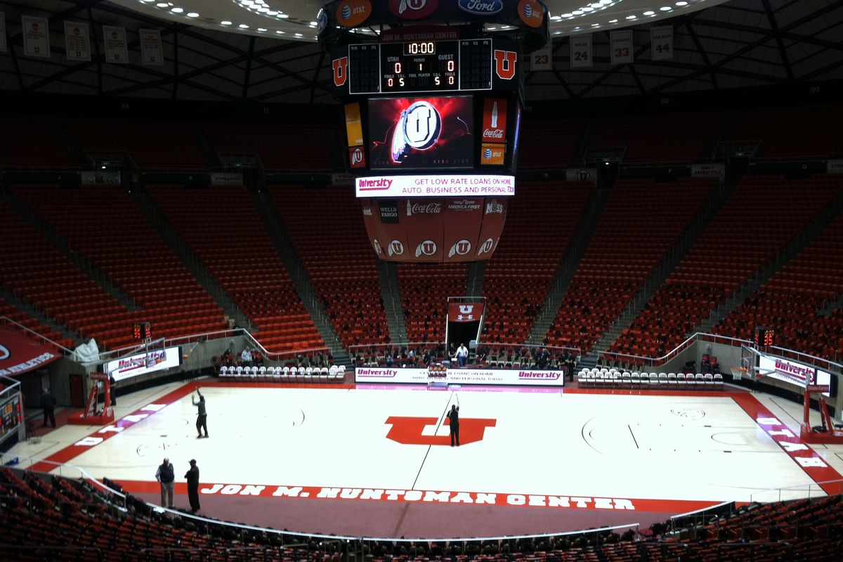 The view from press row at the Hunstman Center in Salt Lake City. (Christian Caple)