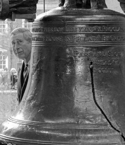 
Britain's Prince Charles views the Liberty Bell in Philadelphia on Saturday during his visit to the U.S. 
 (Associated Press / The Spokesman-Review)