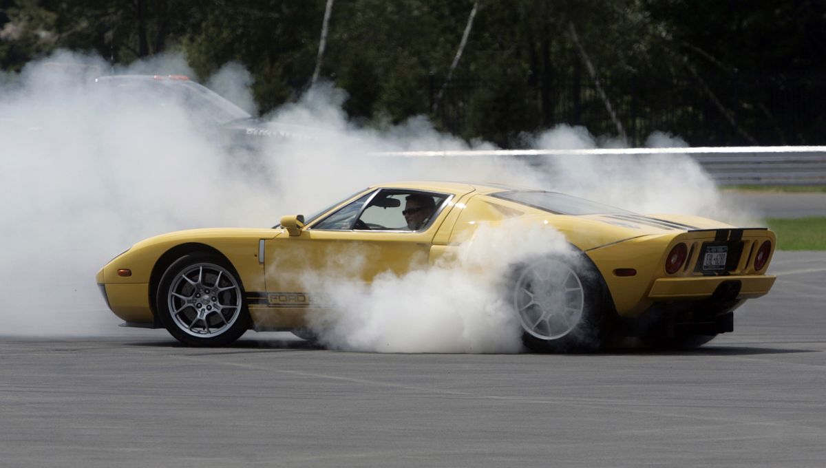 Ari Strauss maneuvers his Ford GT on a “skid pad” where drivers learn how to control a vehicle at Monticello Motor Club. Monticello is more Formula One than NASCAR, even though racer Jeff Gordon is a member. (Mike Groll / The Spokesman-Review)