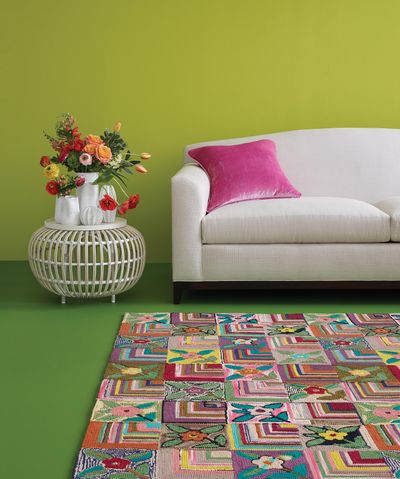 Make the rug a room's focal point by choosing a piece with a bright, intricate pattern. (Annie Selke / Annie Selke/The Washington Post)