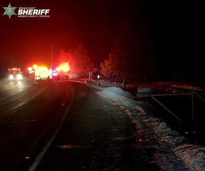 The Spokane County Sheriff’s Office is investigating a crash that killed a man early Saturday morning near Fish Lake.  (Courtesy of Spokane County Sheriff's Office)