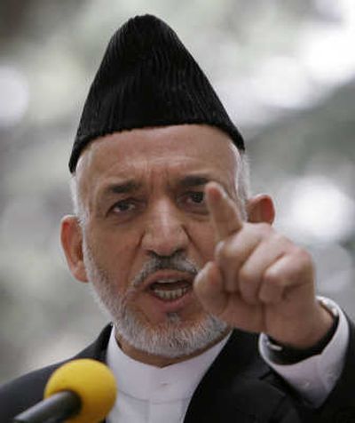 
Afghan President Hamid Karzai gestures during a press conference Sunday in Kabul. Associated Press
 (Associated Press / The Spokesman-Review)