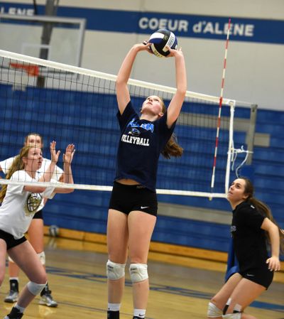 Coeur d’Alene junior Ali Williams is both a setter and a hitter for the Vikings. (Jesse Tinsley / The Spokesman-Review)