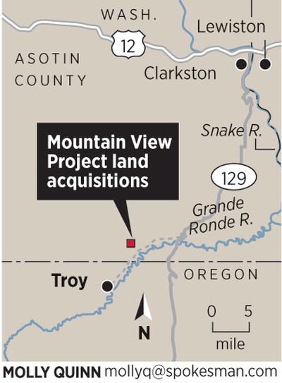 Map shows Area of 4-O Ranch added to Chief Joseph Wildlife Area near the Grande Ronde River.