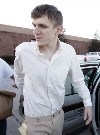 James O’Keefe speaks with the media after his release from jail in Chalmette, La., on Tuesday.  (Associated Press)