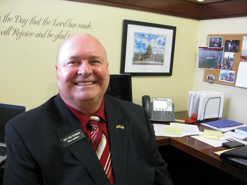 Idaho Rep. Eric Redman, R-Post Falls, in his state Capitol office (Betsy Z. Russell)