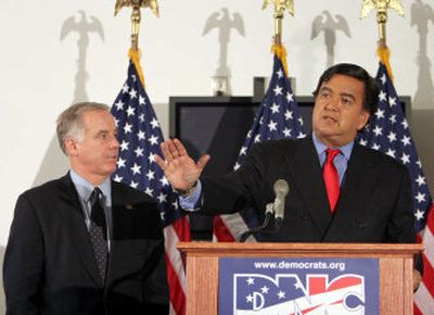 
Democratic National Committee Chairman Howard Dean, left, and New Mexico Gov. Bill Richardson make a joint appearance in Washington on Wednesday. 
 (Associated Press / The Spokesman-Review)