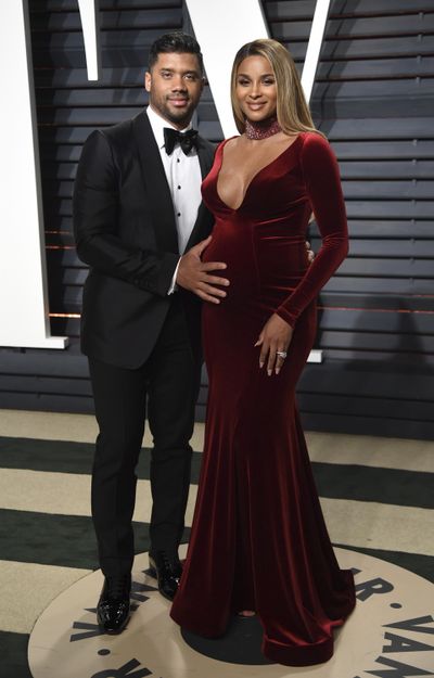 Russell Wilson, left, and Ciara arrive at the Vanity Fair Oscar Party on Sunday, Feb. 26, 2017, in Beverly Hills, Calif. (Evan Agostini / Associated Press)